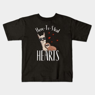 Here To Steal Hearts Sloth  Llama Lover Kids T-Shirt